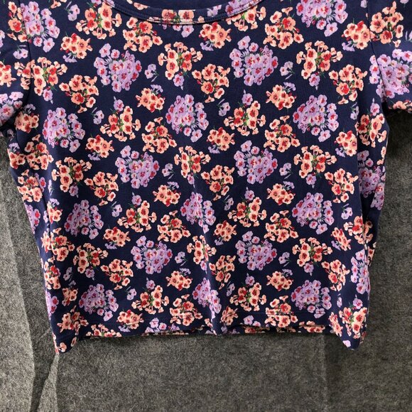 Uniqlo x Paul & Joe Short Sleeve Cropped T Shirt Womens M Floral Scoop Neck - Picture 8 of 8